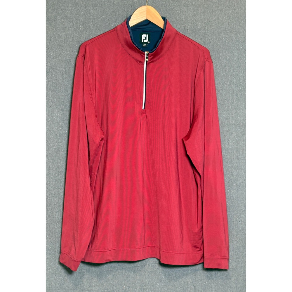 FootJoy Mens XL Quarter Zip Golf Pullover Red Long Sleeve Performance Shirt FJ